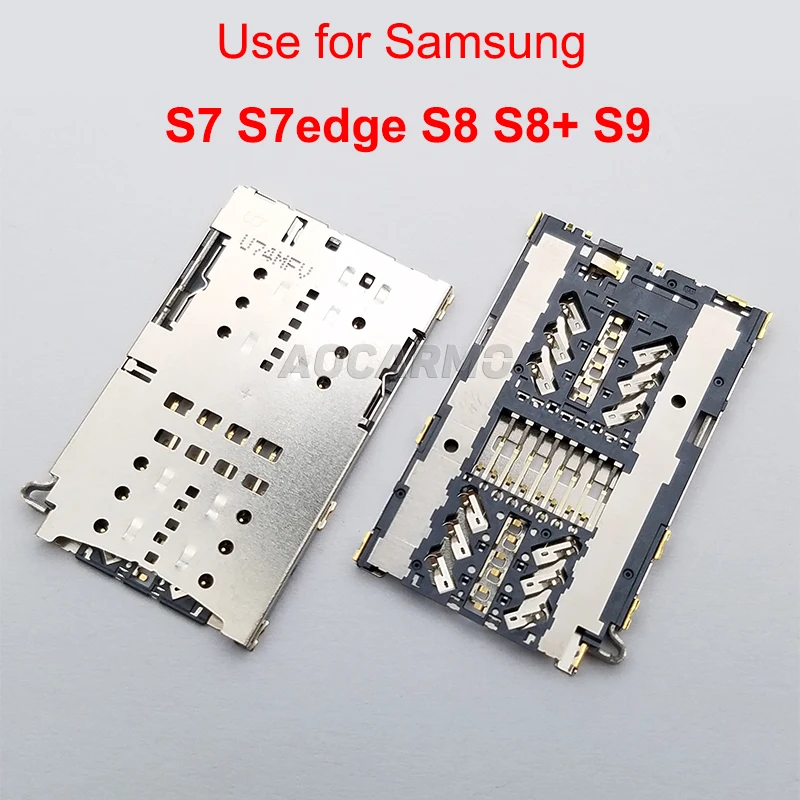 Aocarmo SIM Reader Card Holder On Board Connector For Samsung Galaxy S7 S7edge S8 S8+ S9 G9350 G9300 G9500 G9550 G9600 Plus Edge