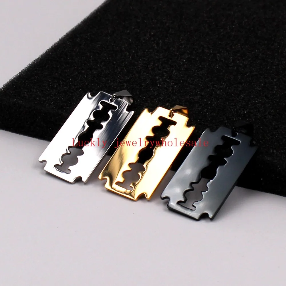 Stainless steel Fashion Razor Blade Dog Tag Charms Pendant no chain women men