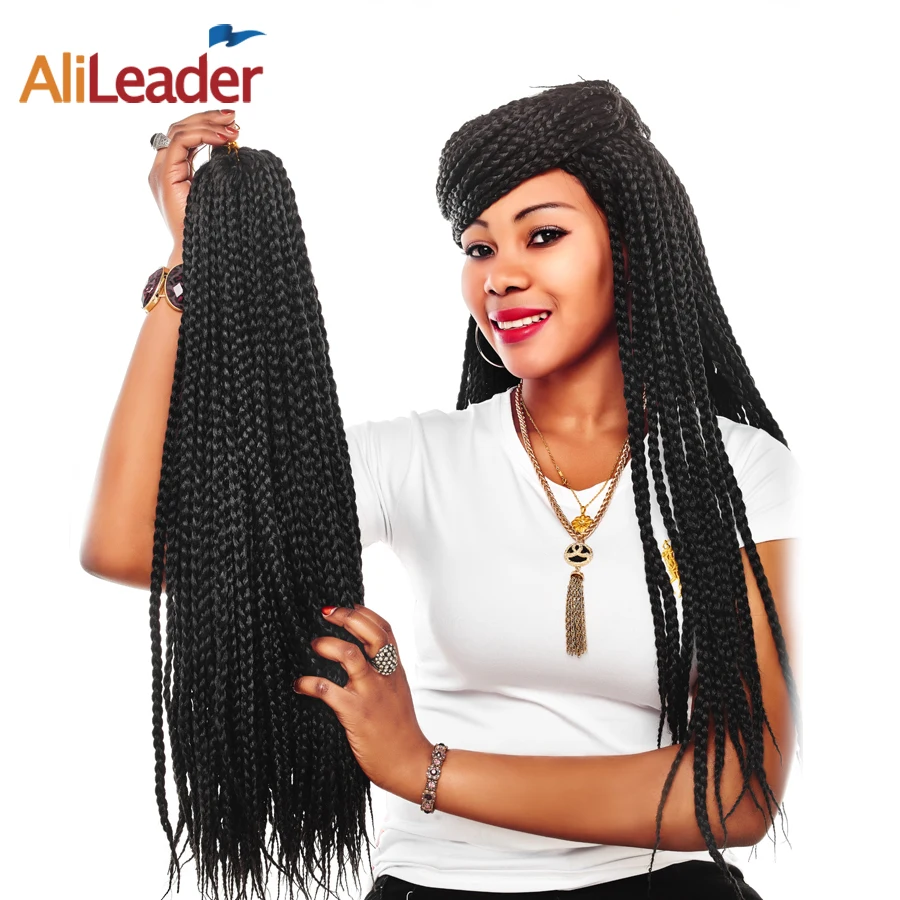 AliLeader sintético 12 16 20 24 30 pulgadas 22 hebras/paquete de trenzas de ganchillo Ombre trenzado de pelo caja de ganchillo trenzas extensión de