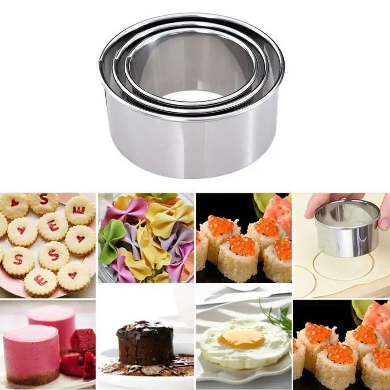 3 Stück runde Ausstechformen aus Edelstahl, zum Ausstechen von Teigblättern für Kuchen und Gebäck, DIY-Backwerkzeug, Küchenhelfer für süße Leckereien. – Detail 6