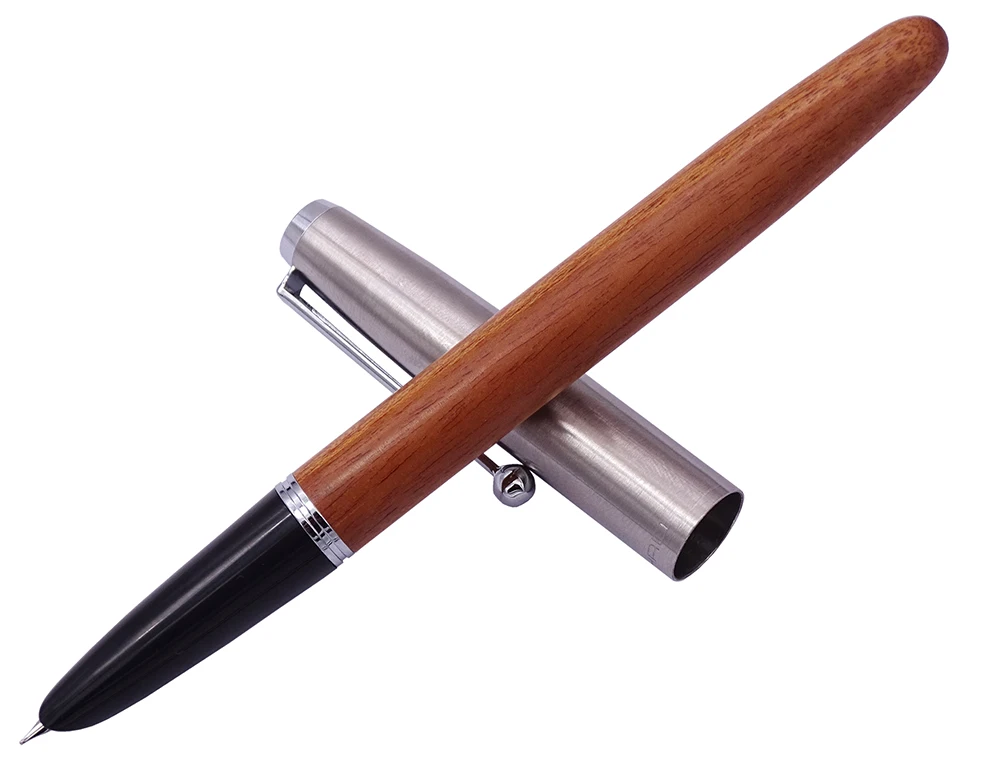 Retro Jinhao Rosewood Fountain Pen Stainless Steel Cap Extra Fine Nib 0.38mm Smooth Writing Ink Pen for Office School Homework