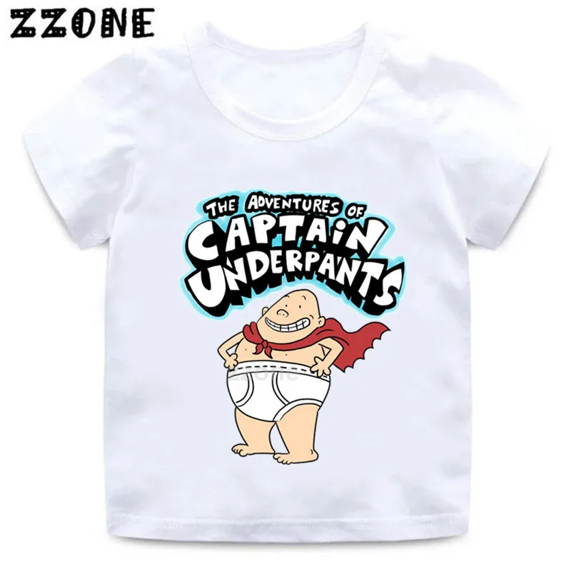 

Boys and Girls Captain Underpants Cartoon Print T shirt Kids Funny Casual Clothes Baby Summer Short Sleeve T-shirt,HKP5252