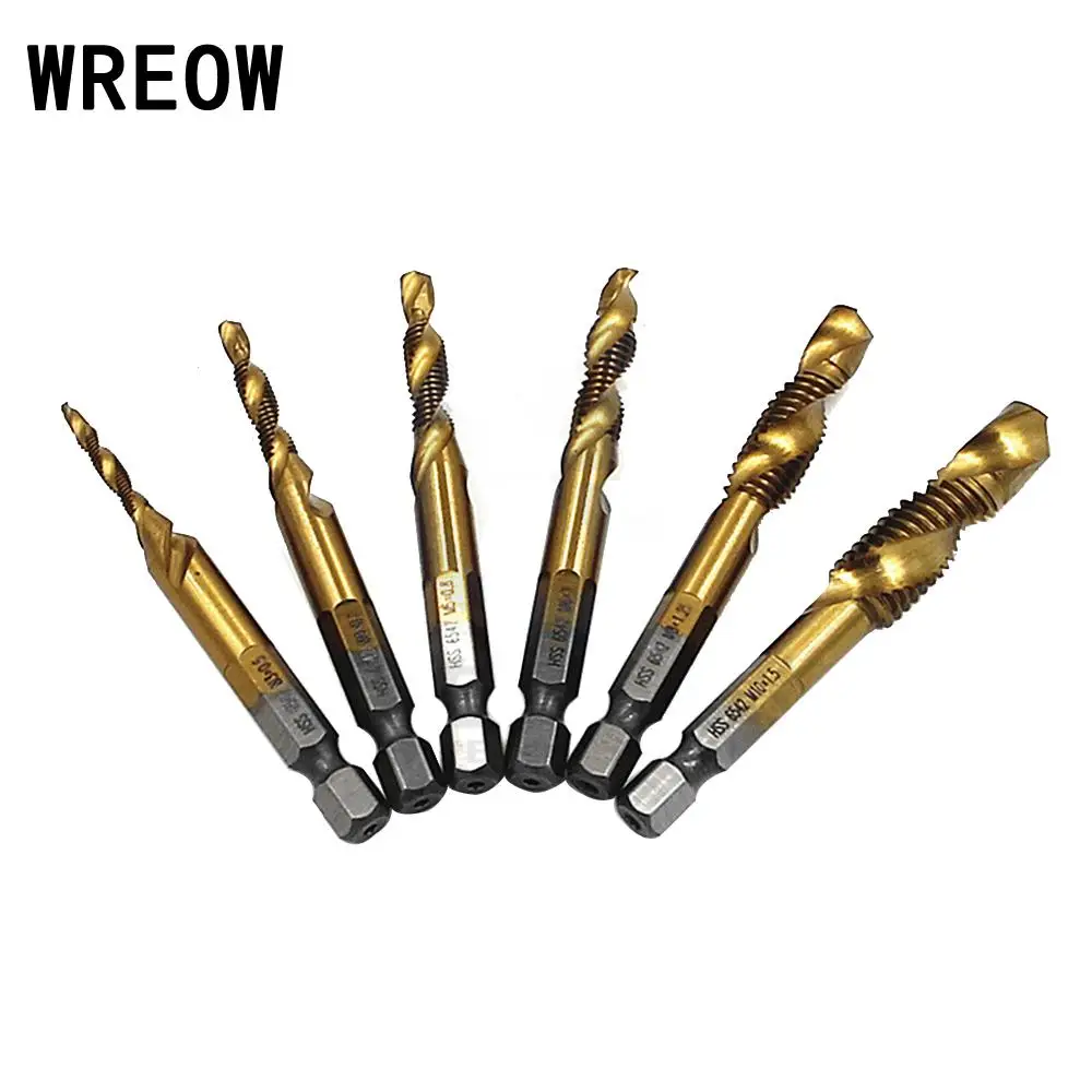 1/4 Hex Shank Drill Bit HSS Titanium Thread Spiral Screw Tap Tool M3 M4 M5 M6 M8 M10 Drilling Cutting Power Tool F5