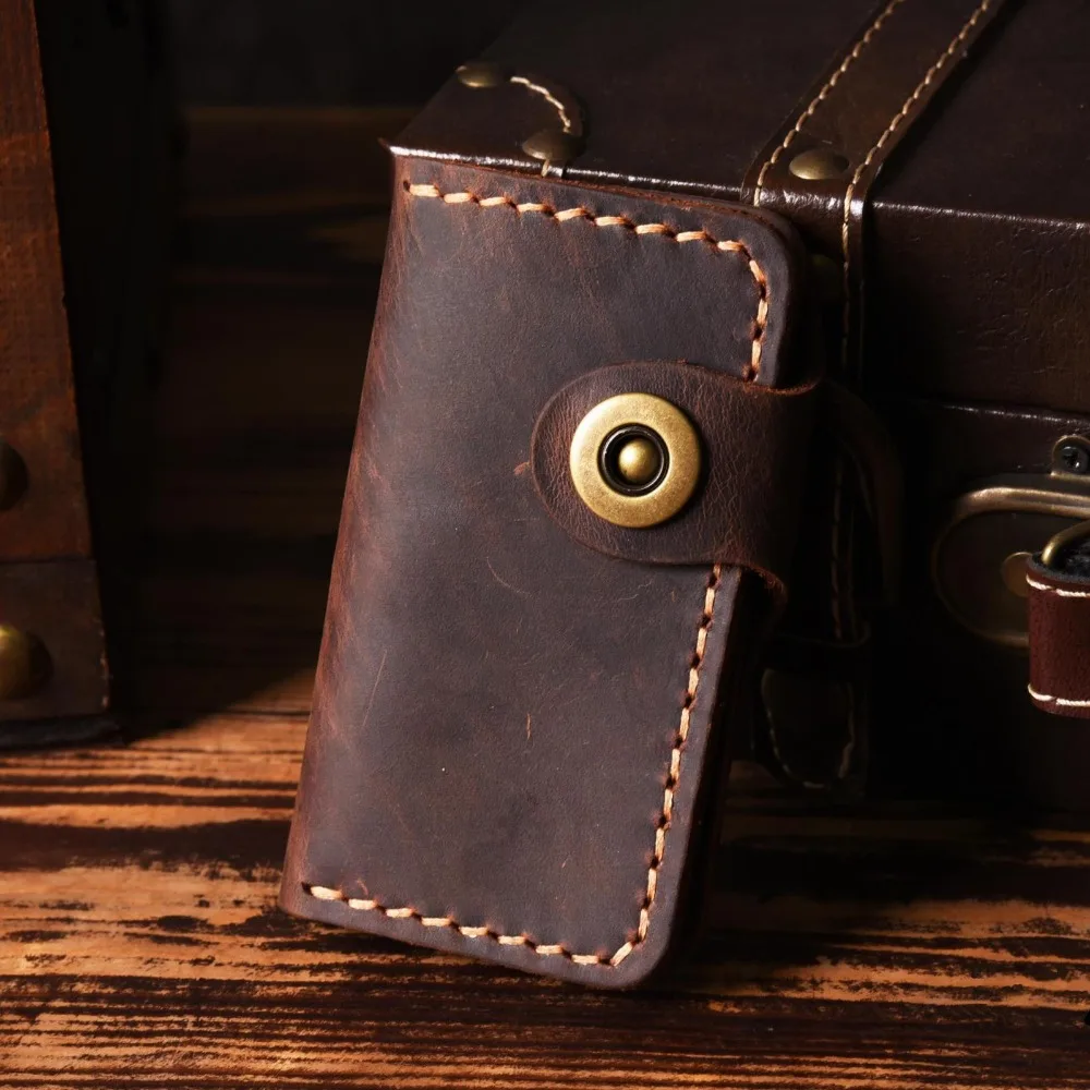 100% Handmade Vintage Genuine Leather Key Holder Men Leather Key Wallet Men key case Women key organizer Fashion pouch Bag