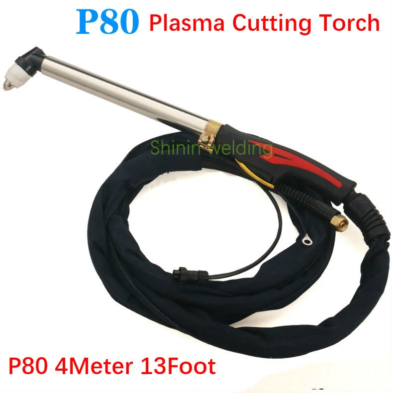 

New P80 extended complete torch 4meter 13Foot chtter iron plasma cutting torch stainless steel LGK-80/100 curved handle torch