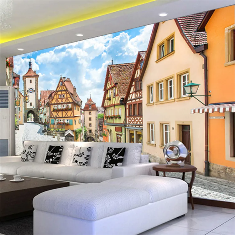 3D Country Style Wall Mural Countryside Street And Houses Photo Wallpaper Bedding Room TV Background Customized Wall paper Mural