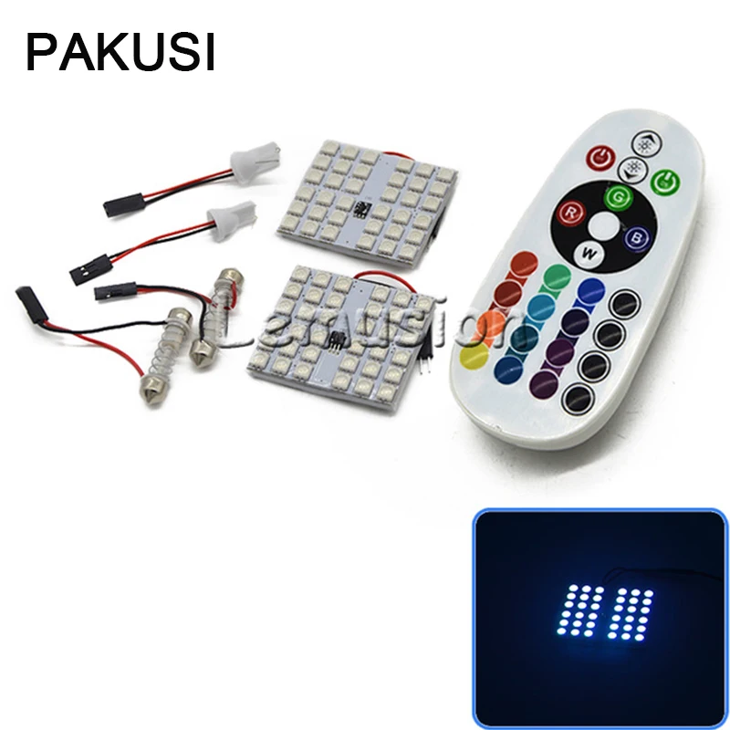 PAKUSI 1Set Car LED Interior RGB Light Reading Lamp bulb For Mazda 3 6 Lada Renault accessories 36-SMD 5050 Double Tip T10 C5W