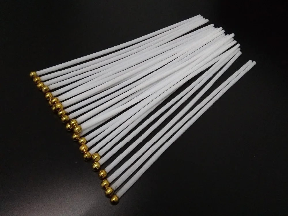 White color golden tip handheld plastic flag poles sticks 30 cm or 40cm 100 pieces per lot