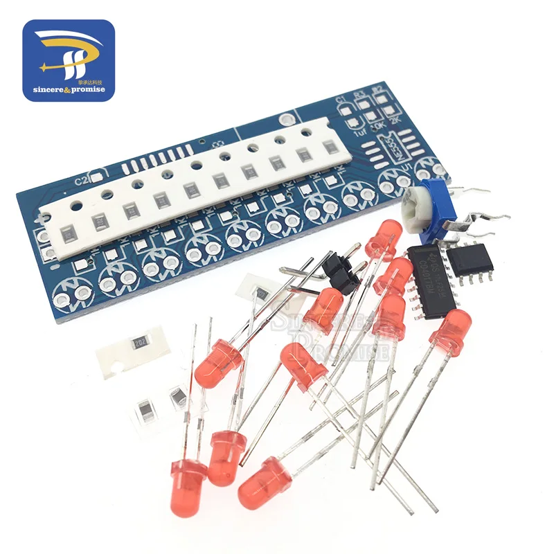 NE555 CD4017 Running LED Flow Light Electronic Production Suite Control Board Module Capacitor Oscillator Clock Siganal DIY Kit