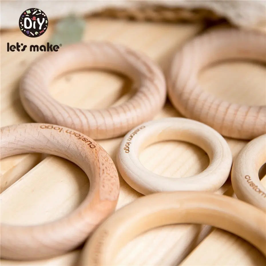 Let'S Make Baby Teether 50Pc Beech Bpa Free Wooden Teether Baby Product Diy Crafts Teething Toys Customize Engraved Wooden Ring