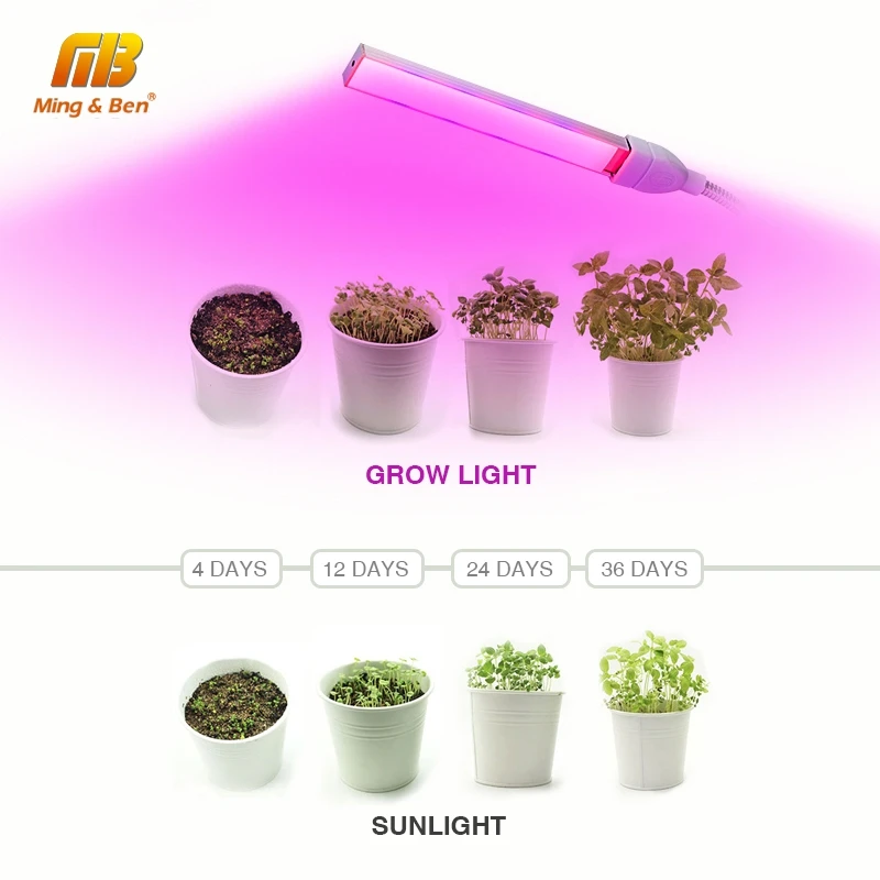 MINGBEN – lampe LED USB pour culture de plantes, 3/5W, DC 5V, IR, UV, spectre complet, Flexible, éclairage pour jardin, maison, fleurs