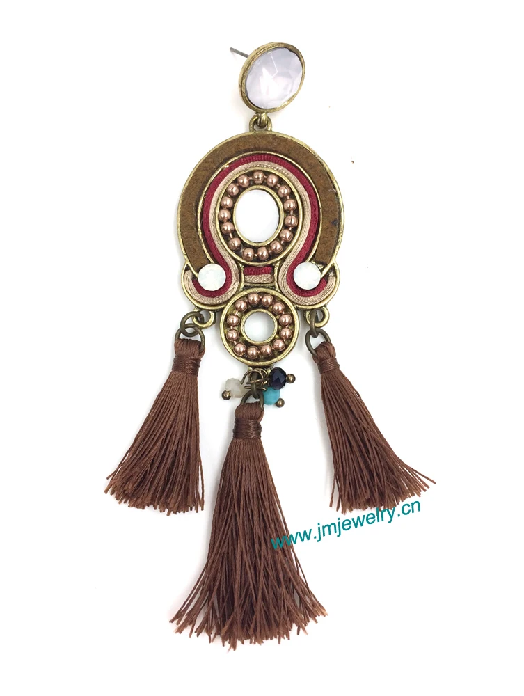 wholesale handmade Ethnic jewellery vintage dangle earrings with  tassel summer style nickel free earrings