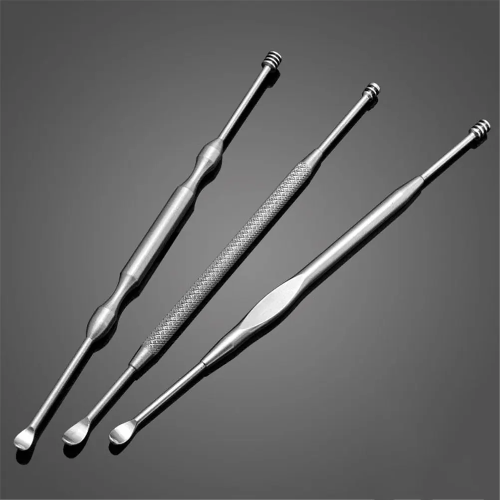 New 1PCS Stainless Steel Ear Pick Double-ended Earpick Ear Wax Curette Remover Ear Cleaner Earpick Spoon Clean Ear