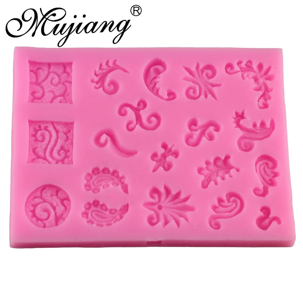 Mujiang Baroque Scrolls Silicone Fondant Molds Cake Decorating Tools Flower Vine Cupcake Candy Chocolate Sugar Craft Moulds