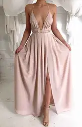 Maxi jurk sexy club gown party elegante strand lange Floor Lengte roze tuniek zonnejurk off schouder gatsby backless 2018 zomer