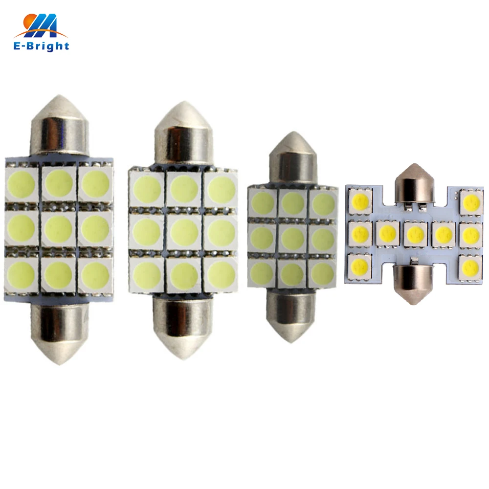 Wholesale! 100X C5W White 5050 9 LED 31mm 36mm 39mm 41mm Festoon Dome LED Light Bulbs 9 SMD Interior Idicator Lamp 12V