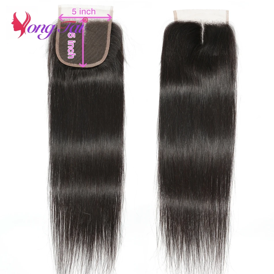 5X5 Vetersluiting Braziliaanse Rechte 100% Human Hair Sluiting Met Zwitserse Kant Sluiting Niet Remy Natuurlijke Kleur Yuyongtai Haar