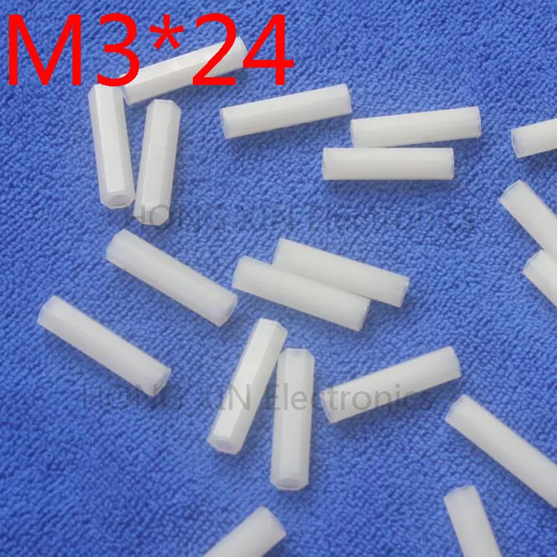 M3*24 24mm 1 pcs white Nylon Hex Female-Female Standoff Spacer Threaded Hexagonal Spacer Standoff Spacer brand new plastic screw