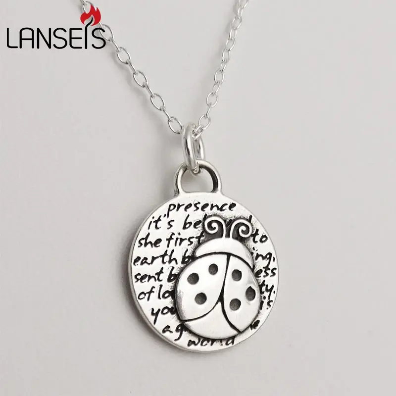 

lanseis 20pcs Inspirational Ladybug Charm Necklace15mm