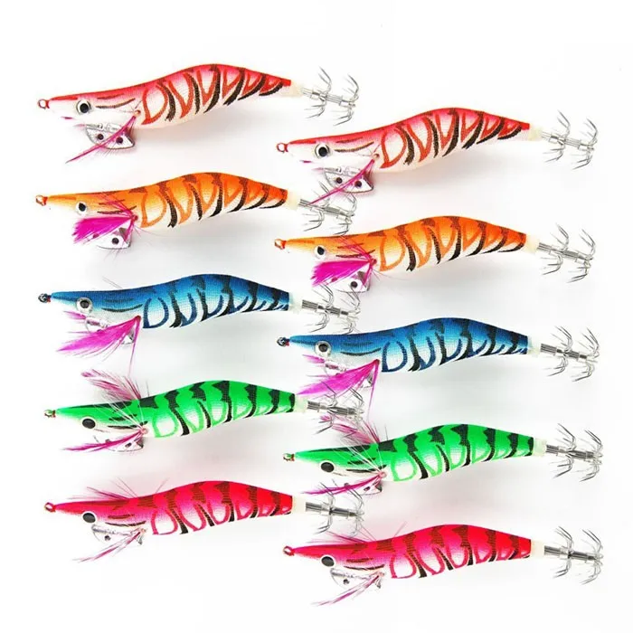 

30Pcs Boxed Wood Shrimp Fishing Lure 2.5# 3.0# 3.5# Squid Jigs Luminous Octupus Bait Simulation Lifelike Night Fishing Tackle