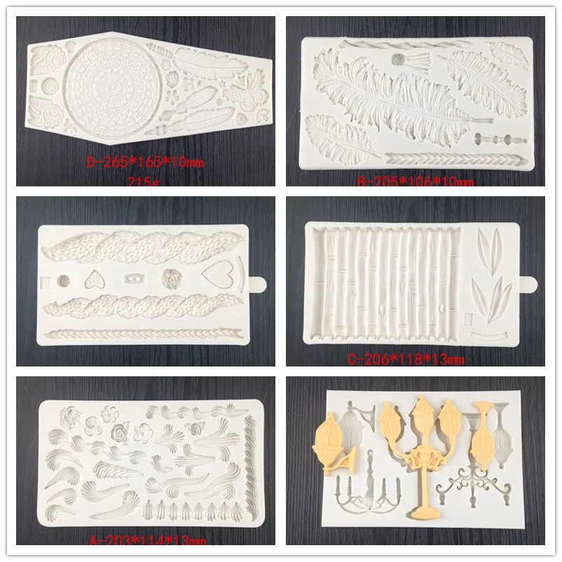 DIY Silicone Decoration Mold Feather Butterfly Bamboo Retro Lamp Sweater Knitting Texture Chocolate Cake Baking Tool WMJ-801