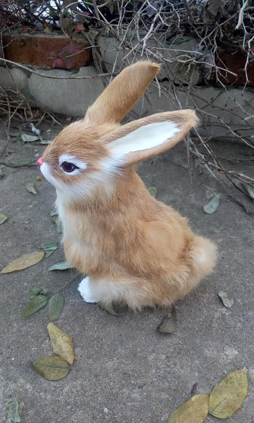 simulation yellow rabbit 16x21cm model toy,polyethylene&furs rabbit toy,home decoration,Xmas gift 1989