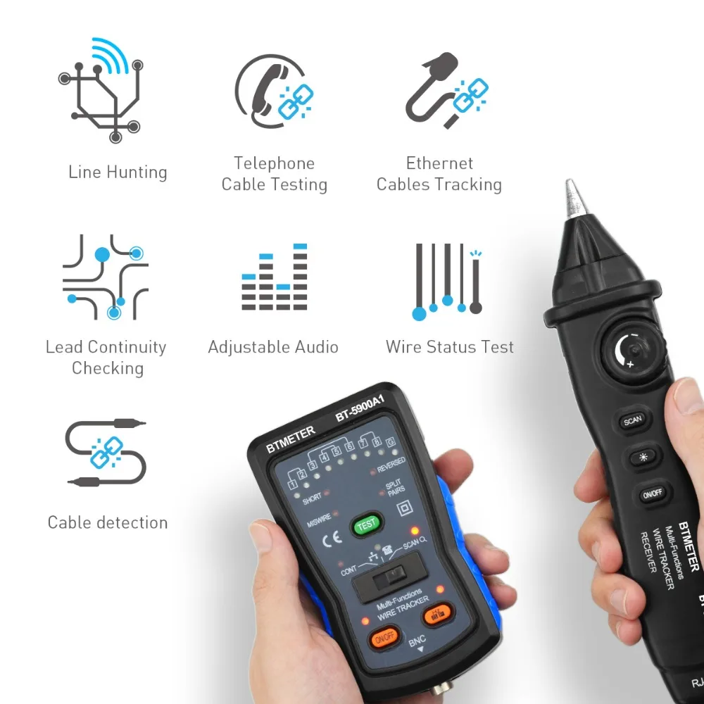 Cable Finder Tone Generator Probe Kit -HP-5900A RJ11 RJ45 Wire Tracker Toner Ethernet LAN Network CableTester Telephone Tester