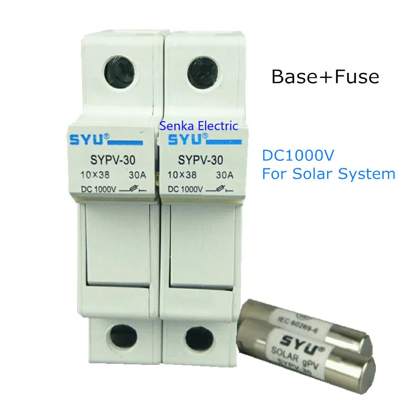 1000V DC 10 x 38 gPV Low Voltage Solar Fuse w Holder Base 1 Set 2P DC1000V Solar Power PV System Fuse w Box