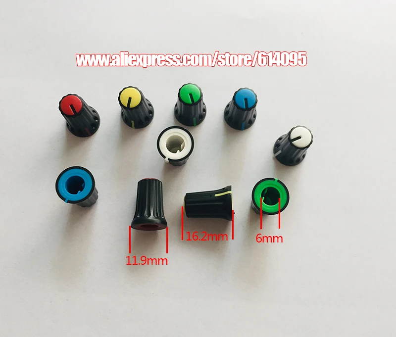 10pcs Equalizer AUX/FX Adjust channels Signal frequency control Power switch knob Switch LED effect Channel knob cap shell cover