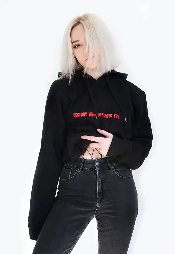 Sugarbaby Destroy What Destroys You Hoodie Sweatshirt Black Tumblr Inspired Aesthetic Pale Pastel Grunge Aesthetics Tops