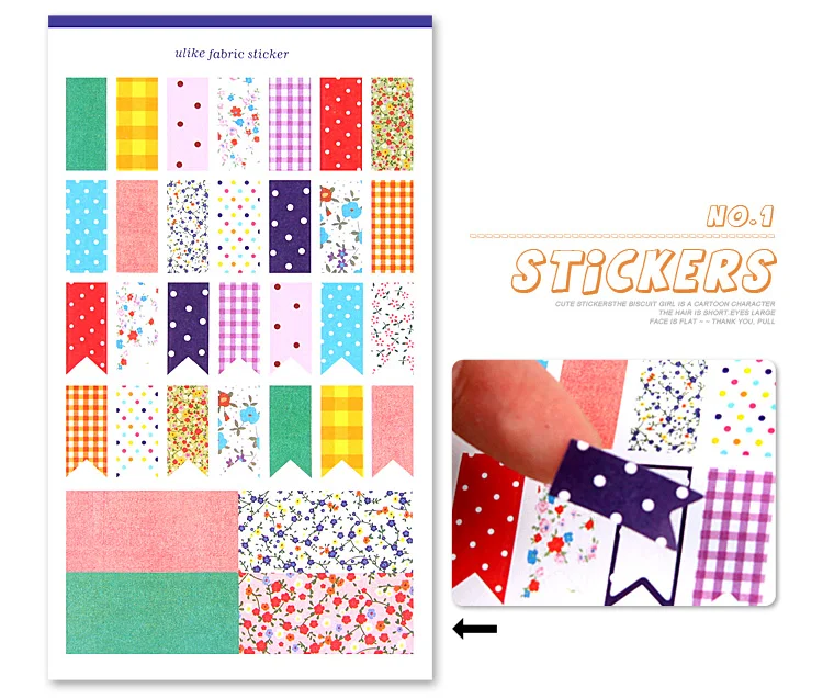 DIY Photo Album Scrapbook Self-adhesive Decorative Paper Stickers Dot Painting Flag Stripe Floral Printing 4sheets/set