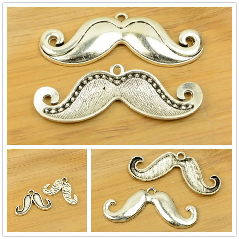 

alloy DIY handlebar mustache shape jewelry making accessories findings charm pendant vintage antique silver bracelet necklace