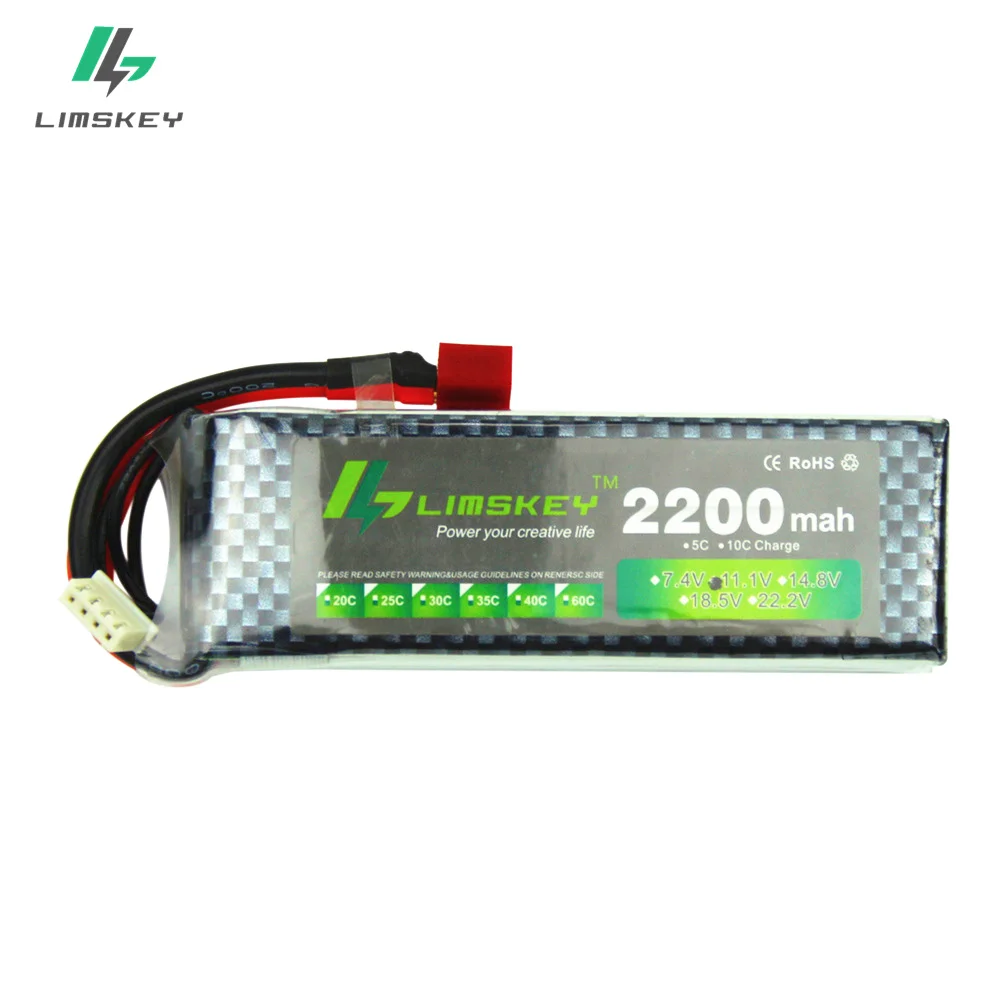 Limskey Drone Lipo Battery 11.1V 2200 mAh 25C MAX 35C 3S Lipo Battey for RC Car Airplane T-REX 450 Helicopter Part 2PCS/LOT