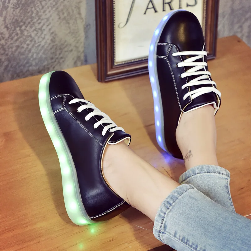 Led luminous sneakers girls boys casual children shoe Black glowing with recharge lights up simulation sole for kids neon basket