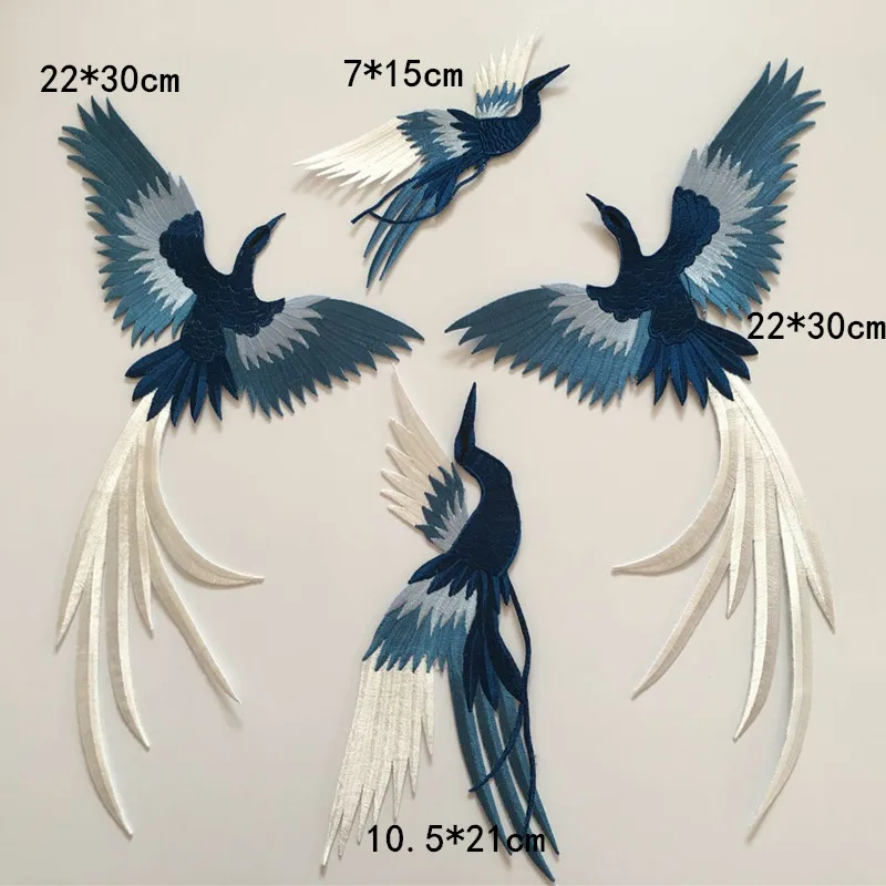 1Set 4Pcs Bird Embroidery Patch Animal Applique Iron On Clothes Sewing Clothing Accessories Military Patches Blue Green