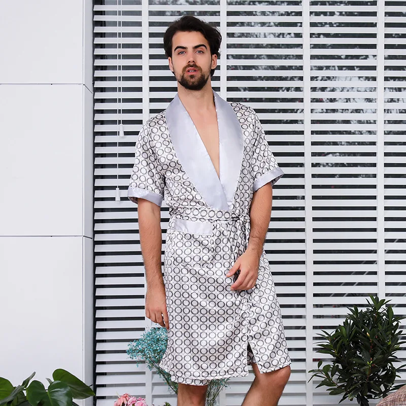 Silky Casual Sleeping Robes Man Kimono Summer Elegant Comfortable Soft Yukata Home Robes Man Home Clothes For Man