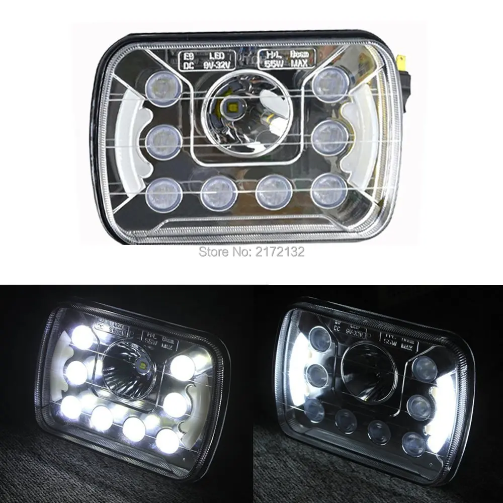 1pair 55W Sealed Beam high low beam LED Headlight 7x5 LED Truck front  head Light