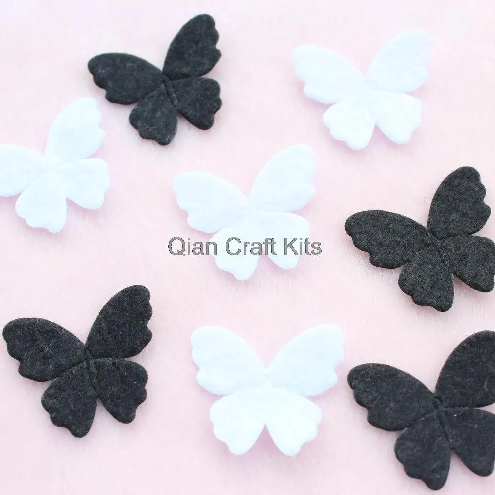 1500pcs felt butterflies black and white pack 30mm felt cut out