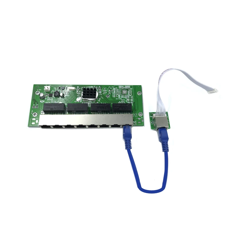 

OEM PBC 8 Port Gigabit Ethernet Switch 8 Port met 8 pin way header 10/100/1000M hub 8way power pin Pcb board OEM schroef gat
