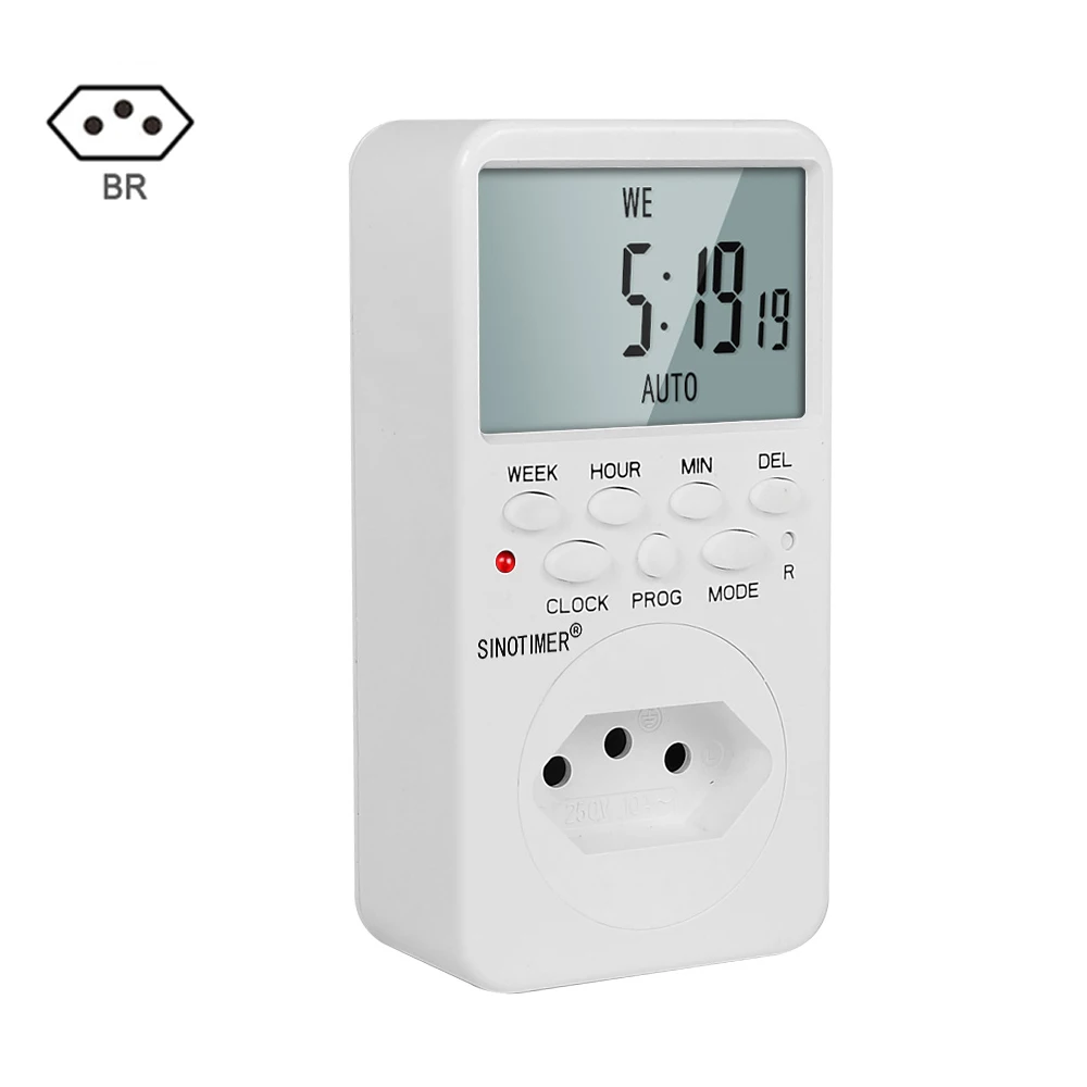 EU UK BR Plug Outlet Electronic Digital Timer Socket with Timer 220V AC Socket Timer Plug Time Relay Switch Control Programmable