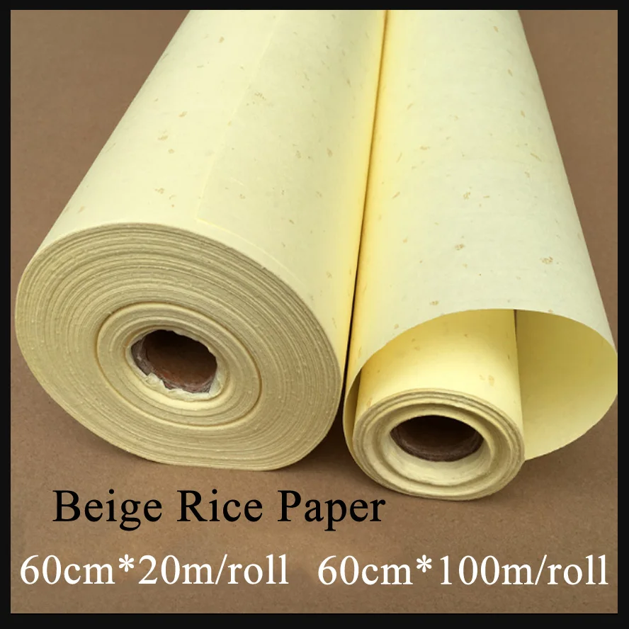 60cm Beige Raw Paper Chinese Painting Calligraphy Rice Paper Roll Xuan Paper Painting Canva Supply