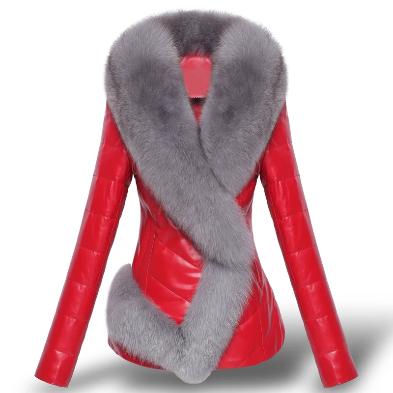 Fashion Winter Woman Fur Coat Faux Fox Fur Patchwork PU Jacket Women Faux Fur Coat