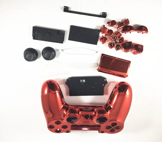 PS4 PS 4 Controller Gamepad Full Set Housing case Chrome Red Housing Shell Cover Protector Replacement Buttons For Playstation 4