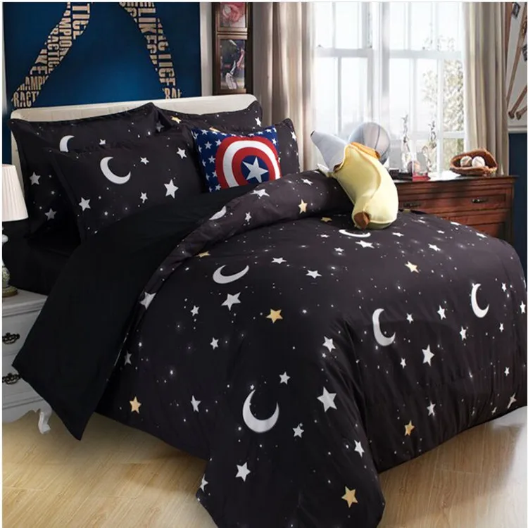 Free shipping via UPS 3pcs/4pcs sanding earth moon star galaxy bedding set twin/full/queen size outer space home textile