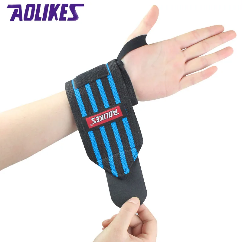 AOLIKES 1 Pair Wrist Strap Support bandages for powerlifting Fitness Sport Wrist bands webbing gym 3 Colors Training Necessary