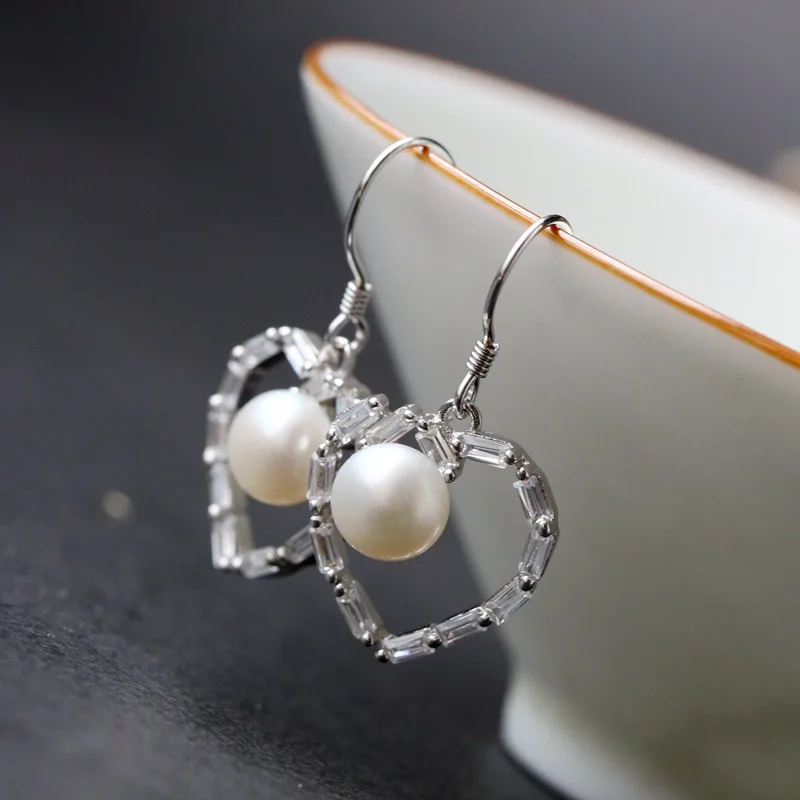 

925silver fashion handmade with natural pearl silver earrings Female with 925 sterling silver earrings