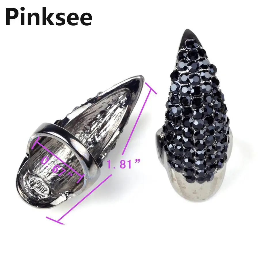 10PCS Hot Punk False Nail Jewelry Crystal Rhinestones Claw Paw Talon Finger Ring Wholesale Unisex Jewelry