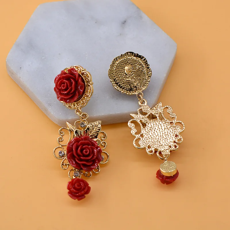 Classic floral long earrings fashion jewelry for women