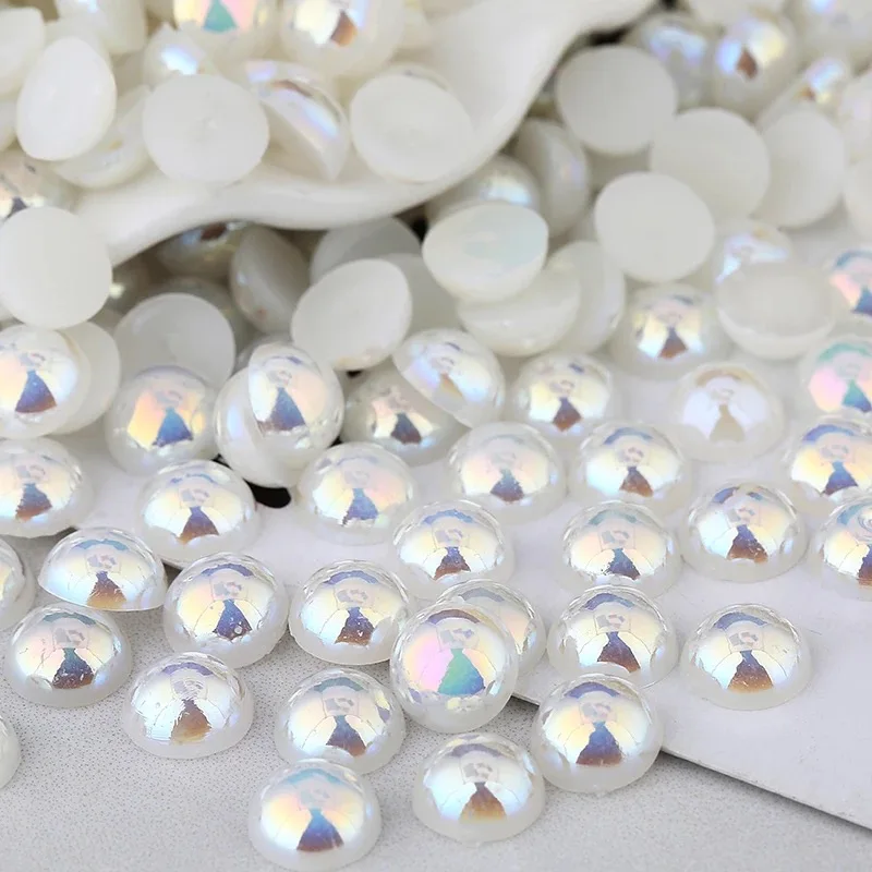 AB Ivory Half Pearl Mixed Size from 1.5mm To 10mm Craft ABS Resin Flatback Half round imitation pearls