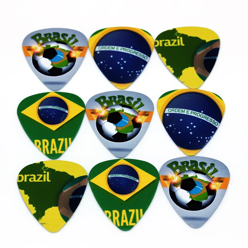 Soach 10 Pcs 0.71 Mm Bendera Brasil Bendera Dua Sisi Desain Aksesoris Gitar Pick Gitar Picks Gitar Alat Musik